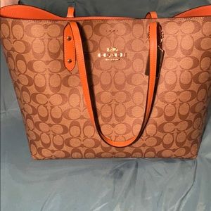 Coach reversible totes bag canvas orange
